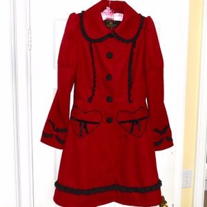 Hell Bunny Red Heart Victorian Fancy Corset Coat Women's Size Medium Valentines
